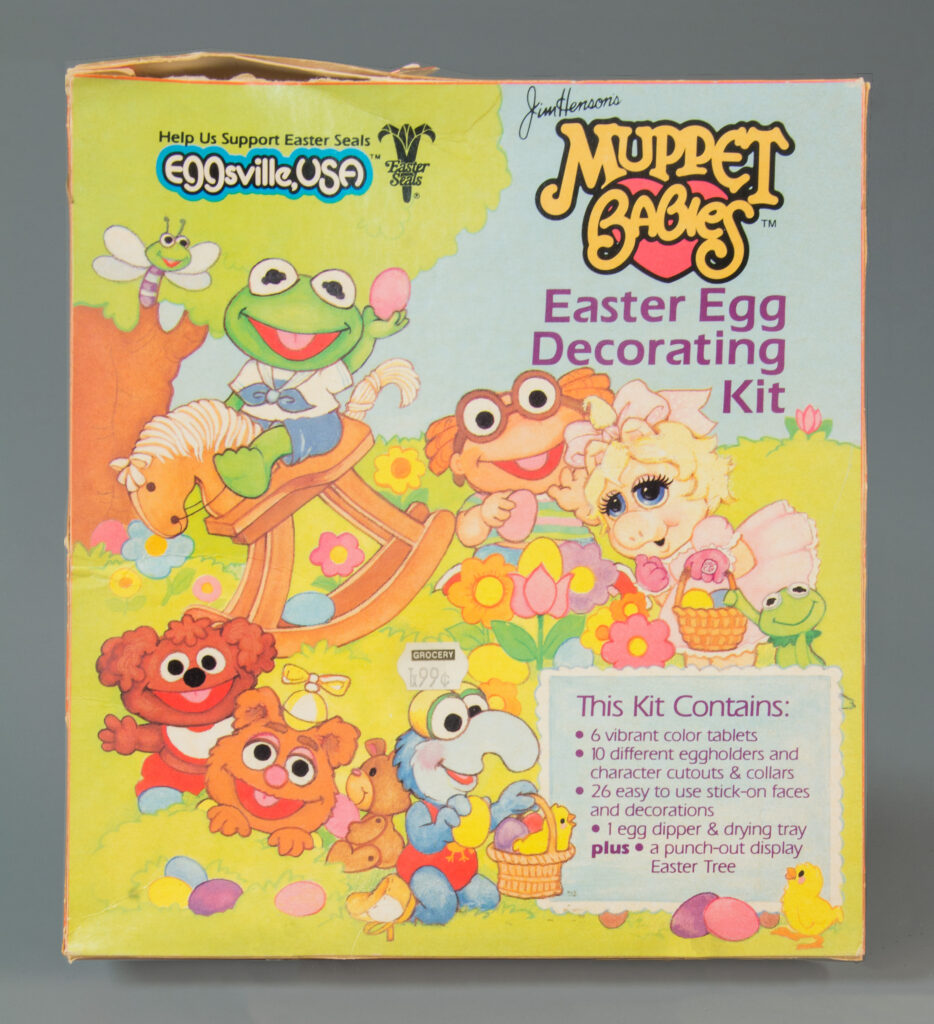 Illustration of Jim Henson’s Muppet Babies Easter Egg Decorating Kit, 1985, gift of Peggyann Munnick in loving memory of her husband Ken Munnick, The Strong, Rochester, New York.